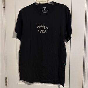 NWT VISSLA Black Crewneck Tee with Surf Logo